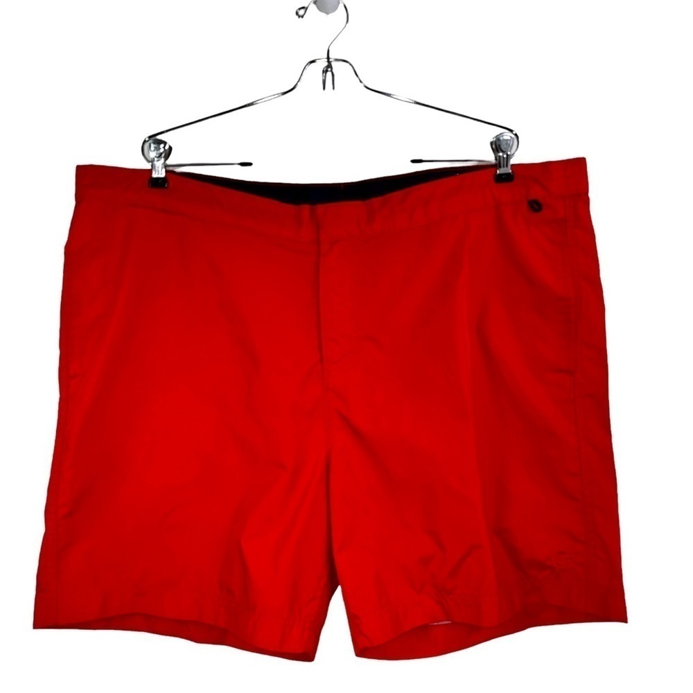 Lands’ End Men’s Nylon Swin Trunks Sz 42 Red Fully Lined Drawstring 3 Pockets